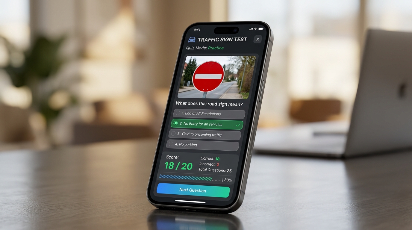 Traffic Sign Test & Driving Quiz App - Software application by Muhammad Hamza Fazal